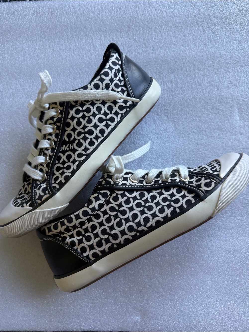 COACH Barrett Signature C Black White Canvas / Leather Sneakers Women’s Size 6.5 - Picture 15 of 15